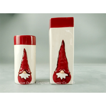 Lovely Santa cerámica Candle Holder, Decoración de Navidad